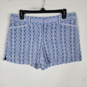 Ann Taylor LOFT Women's Size 6 Chambray Blue White Embroidered Riviera Shorts